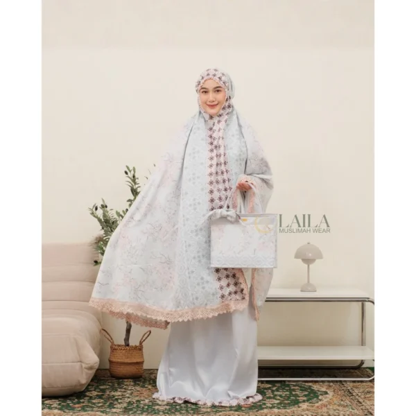 Mukena Baby Blue v4 Mukena Dewasa Jumbo Premium Signature Silk Laila Tsamirah Series Atasan Bawahan