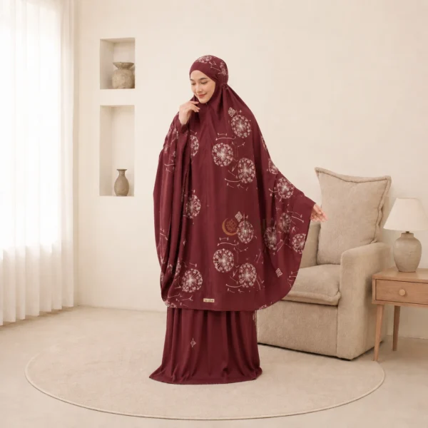 Mukenah Noura Merah Maroon Mukena Noura Dewasa
