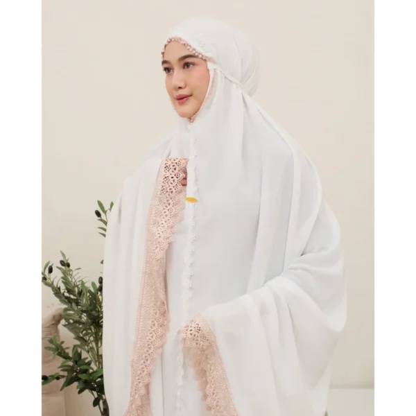 Mukenah Jumana Blanc White Series - Mukenah Putih Rayon Premium Dewasa Renda