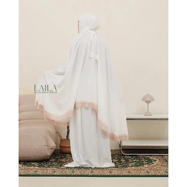 Mukenah Jumana Blanc White Series - Mukenah Putih Rayon Premium Dewasa Renda